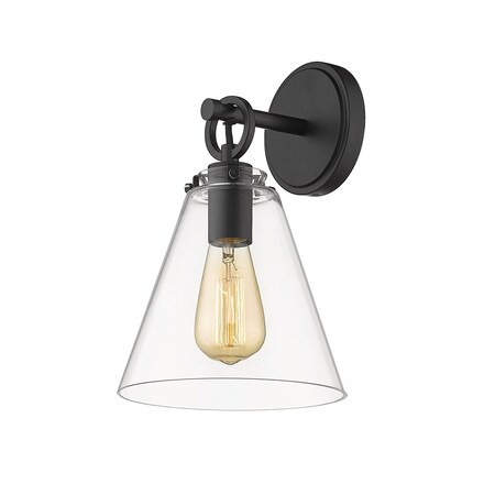 Z-Lite Harper 1 Light Wall Sconce, Matte Black & Clear 806-1S-MB